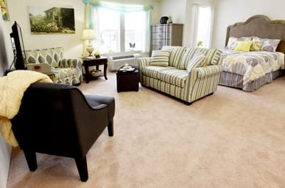 Bright interior of a private resident room