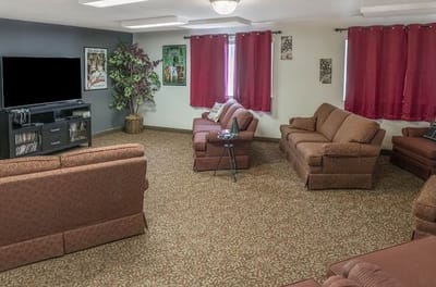 Cozy common area with seating and decor