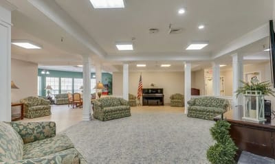 Common area with seating and natural light