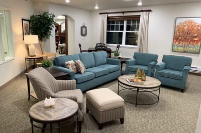 Comfortable common area with seating and decor