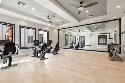 Well-equipped fitness room with exercise equipment