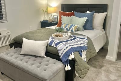 Cozy resident bedroom with decorative accents