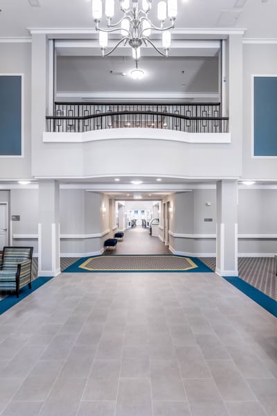 Bright entrance lobby with modern decor