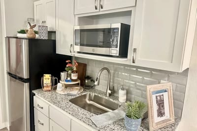 Well-equipped kitchen area in a senior living facility