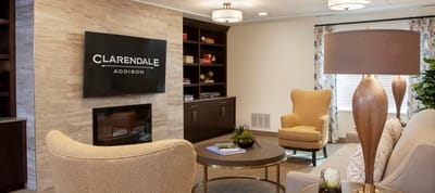 Comfortable common area with seating and decor