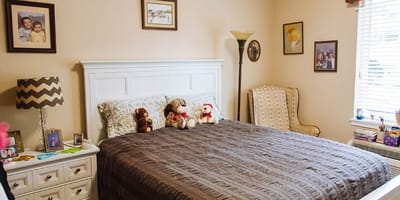 Cozy resident room with a bed and decorations
