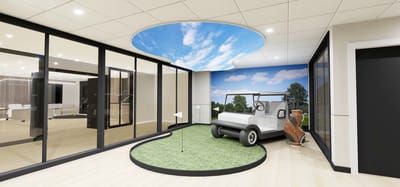 Interior space with a golf-themed decoration