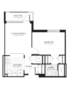 Architectural floor plan of a living unit