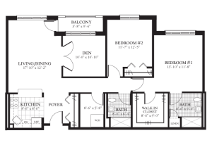 Architectural floor plan of a resident unit