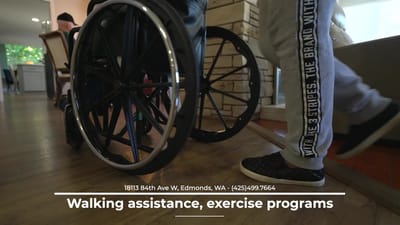 Person using a wheelchair in an interior space