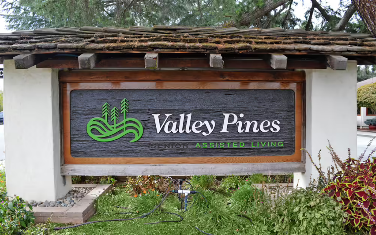 Facility sign displaying Valley Pines name
