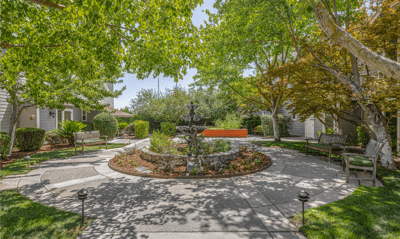 Beautiful outdoor garden area with seating