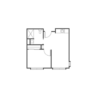 Architectural floor plan of a living unit