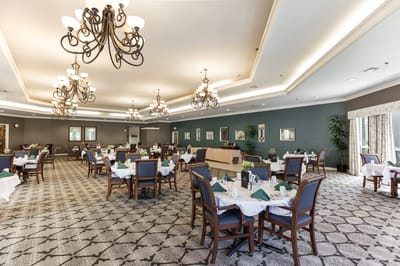 Dining room set up for a meal service