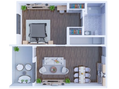 Floor plan of a living unit in assisted living