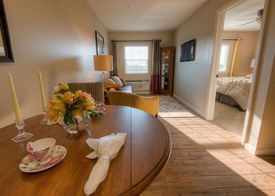 Cozy interior view of a private resident room