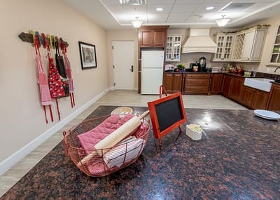 Cozy kitchen area in the facility, with amenities present