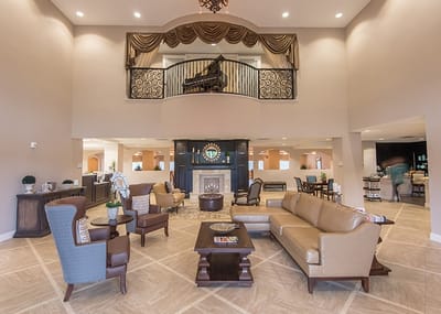 Bright and spacious lobby with stylish seating
