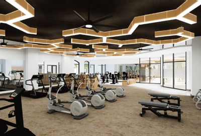 Modern gym area with fitness equipment