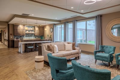 Cozy common area with seating and natural light