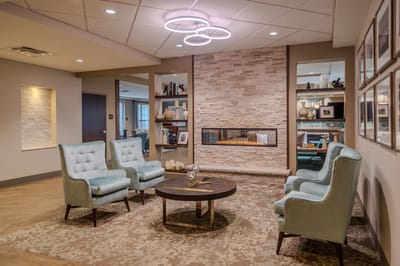 Bright and inviting common area with seating