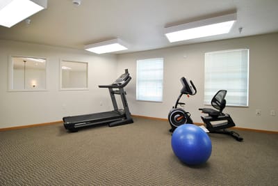 Interior view of a fitness room with equipment