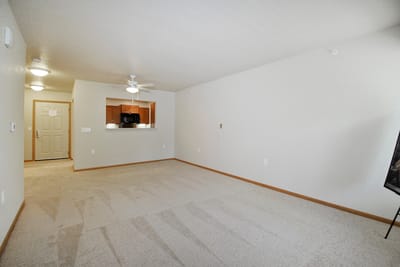 Spacious living room in a senior living community