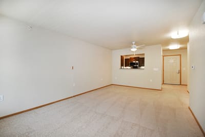 Empty living room in a senior living facility