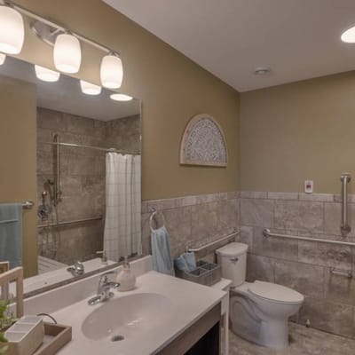Clean and accessible bathroom in a senior living facility
