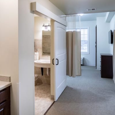 Private resident room with bathroom