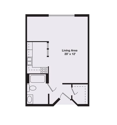 Architectural floor plan of a living area