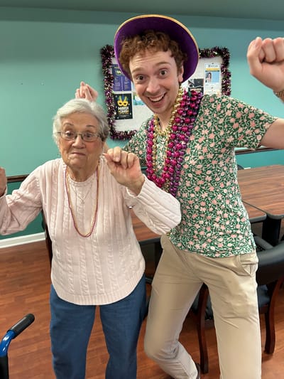 Residents enjoying a festive activity together