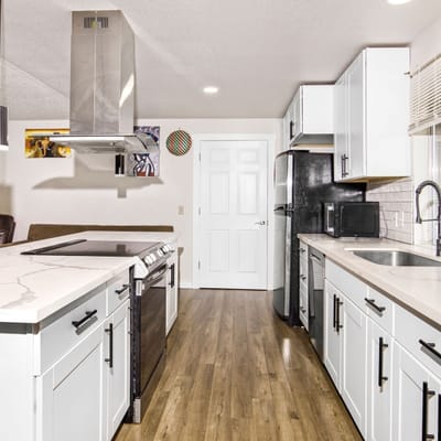 Bright kitchen space in a senior living facility
