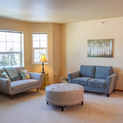 Cozy living room in a senior living facility