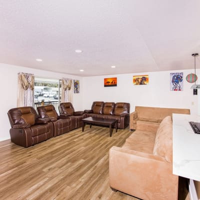 Bright and inviting lounge area with seating