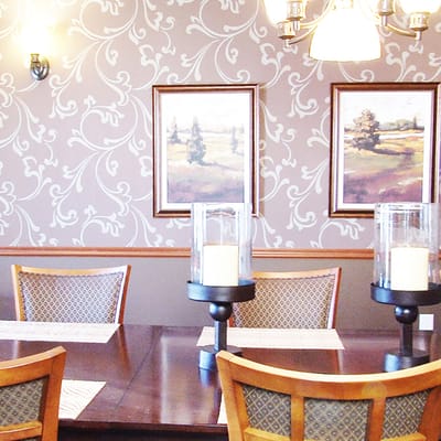 Interior of a dining area with elegant decor