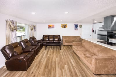 Cozy common area with seating and artwork