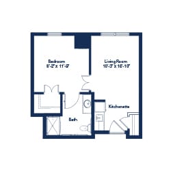 Architectural floor plan of a resident unit