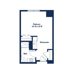 Architectural floor plan of a resident unit