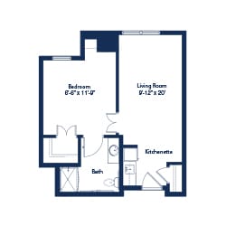 Architectural floor plan of a living unit layout