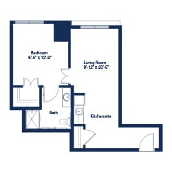 Architectural floor plan of a resident unit