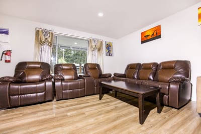 Comfortable lounge area with recliner chairs