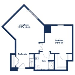 Architectural floor plan of a resident unit