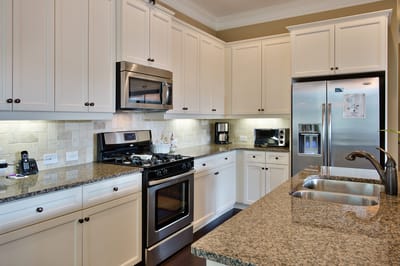 Modern kitchen interior with granite countertops