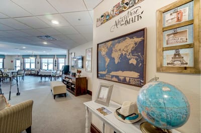 Interior common area with globe and decor