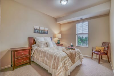 Cozy interior bedroom with colorful decor