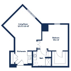 Architectural floor plan of a resident unit