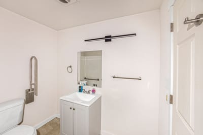 Bright bathroom with modern fixtures