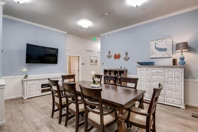 Cozy common area with dining table and decor