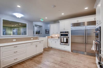 Modern kitchen interior with stainless steel appliances